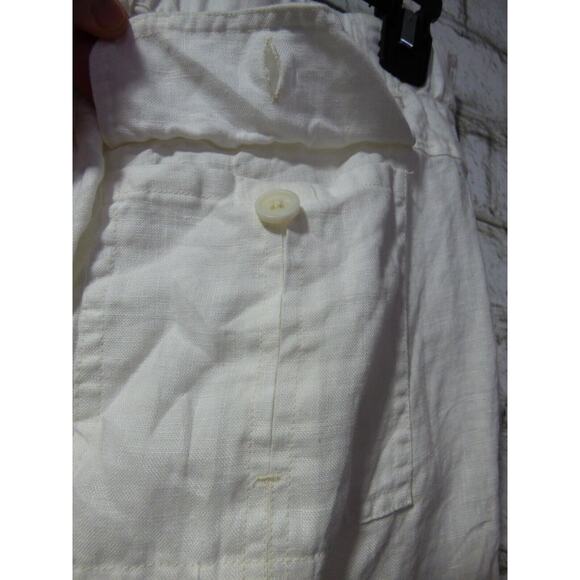 JW Los Angeles Johnny Was White Linen Roll Tab Cargo Shorts XS NEW - Picture 7 of 11